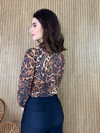 Cropped Feminino sem Bojo Animal Print com Lastex - Fernanda Ramos Store