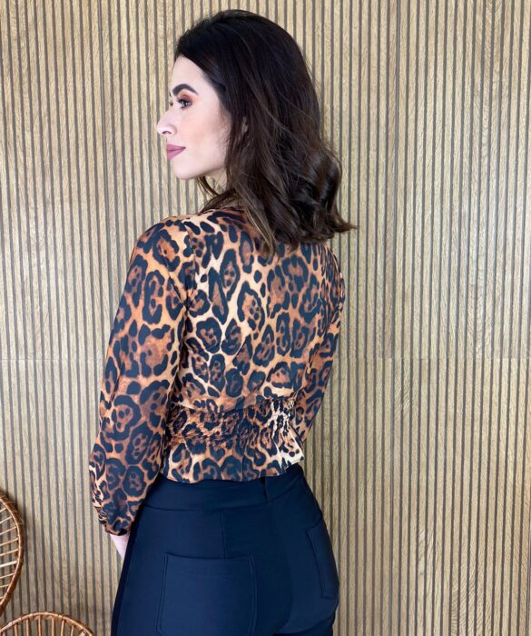 Cropped Feminino sem Bojo Animal Print com Lastex - Fernanda Ramos Store