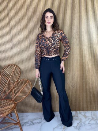 Cropped Feminino sem Bojo Animal Print com Lastex - Fernanda Ramos Store