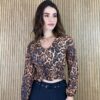 Cropped Feminino sem Bojo Animal Print com Lastex - Fernanda Ramos Store