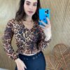 Cropped Feminino sem Bojo Animal Print com Lastex - Fernanda Ramos Store