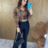 Cropped Feminino sem Bojo Animal Print com Lastex - Fernanda Ramos Store