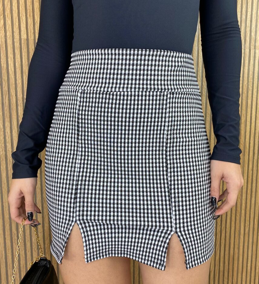 Saia Curta Preta e Branco - Fernanda Ramos Store