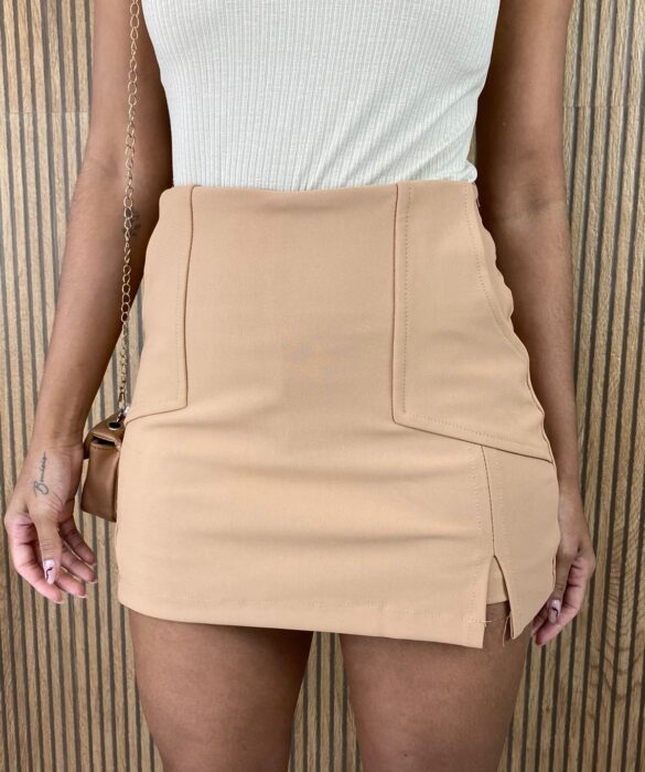 fernandaramosstore com br short saia feminino com bolso frontal bege 1