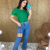 fernandaramosstore com br blusa feminina manga curta botao na manga verde 1