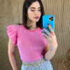 fernandaramosstore com br blusa feminina manga curta com detalhe rosa