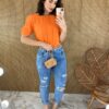 fernandaramosstore com br blusa feminina manga curta detalhe em pregas laranja 4