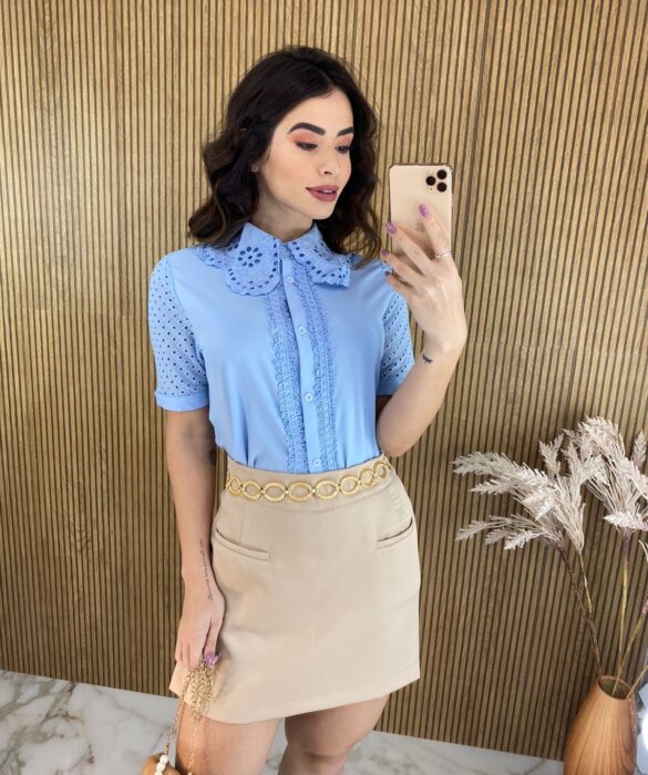 fernandaramosstore com br blusa feminina manga curta em laise com detalhe azul