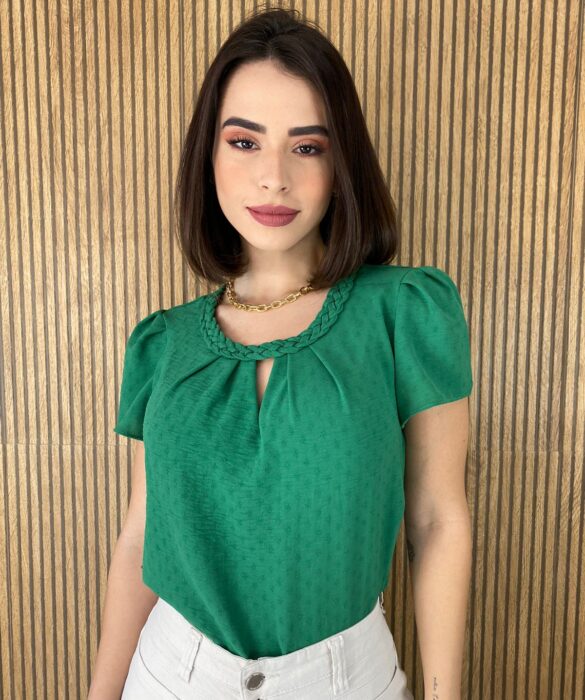 fernandaramosstore com br blusa feminina manga curta verde detalhe trancado