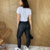 Calça Feminina Jogger Couro Eco Preta - Fernanda Ramos Store