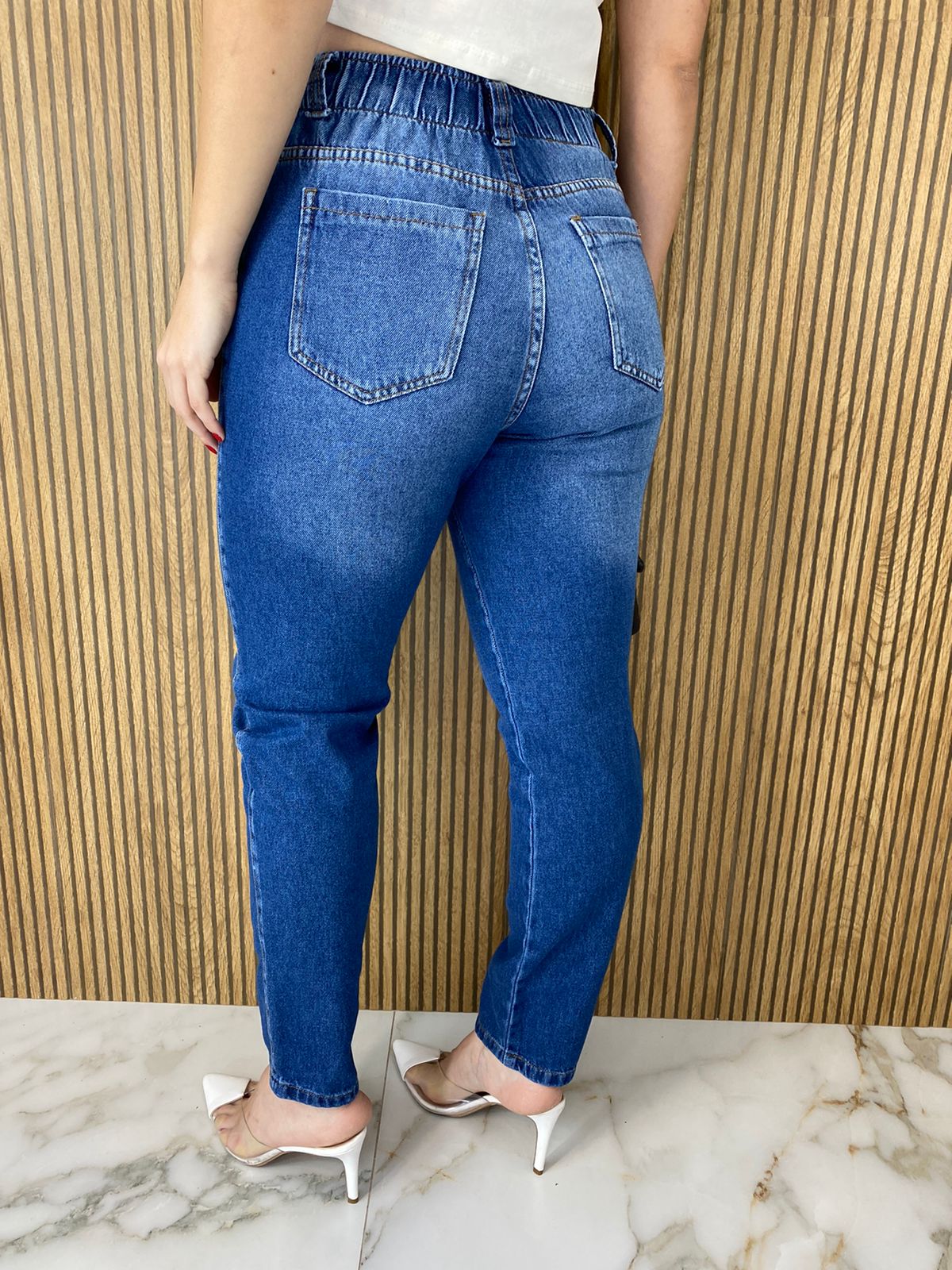 Calça jeans feminina elastico clearance cintura