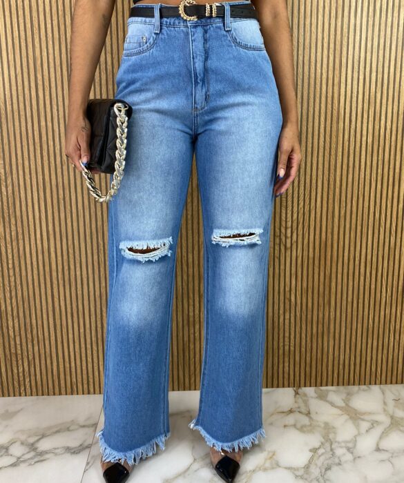 Calça Jeans Feminina Wide Leg 29267 - Fernanda Ramos Store