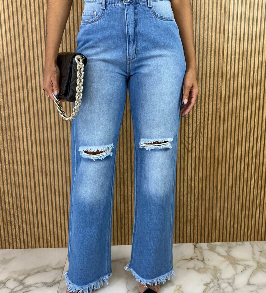 Calça Jeans Feminina Wide Leg 29267 - Fernanda Ramos Store