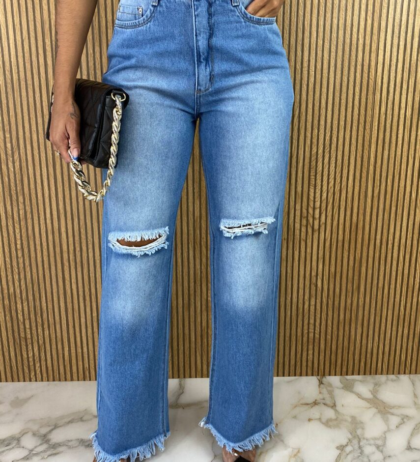 Calça Jeans Feminina Wide Leg 29267 - Fernanda Ramos Store