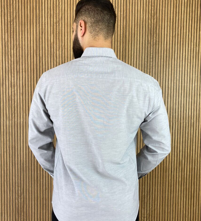 Camisa Masculina Ogochi Social Cinza Claro 1205 - Fernanda Ramos Store