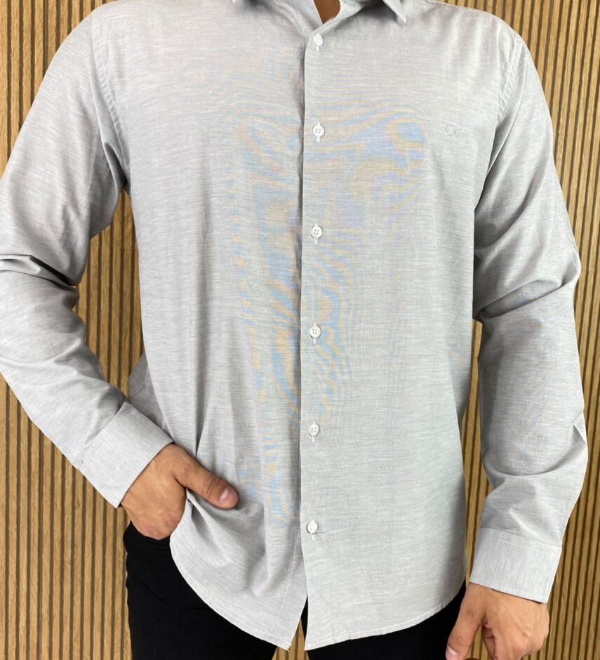 Camisa Masculina Ogochi Social Cinza Claro 1205 - Fernanda Ramos Store