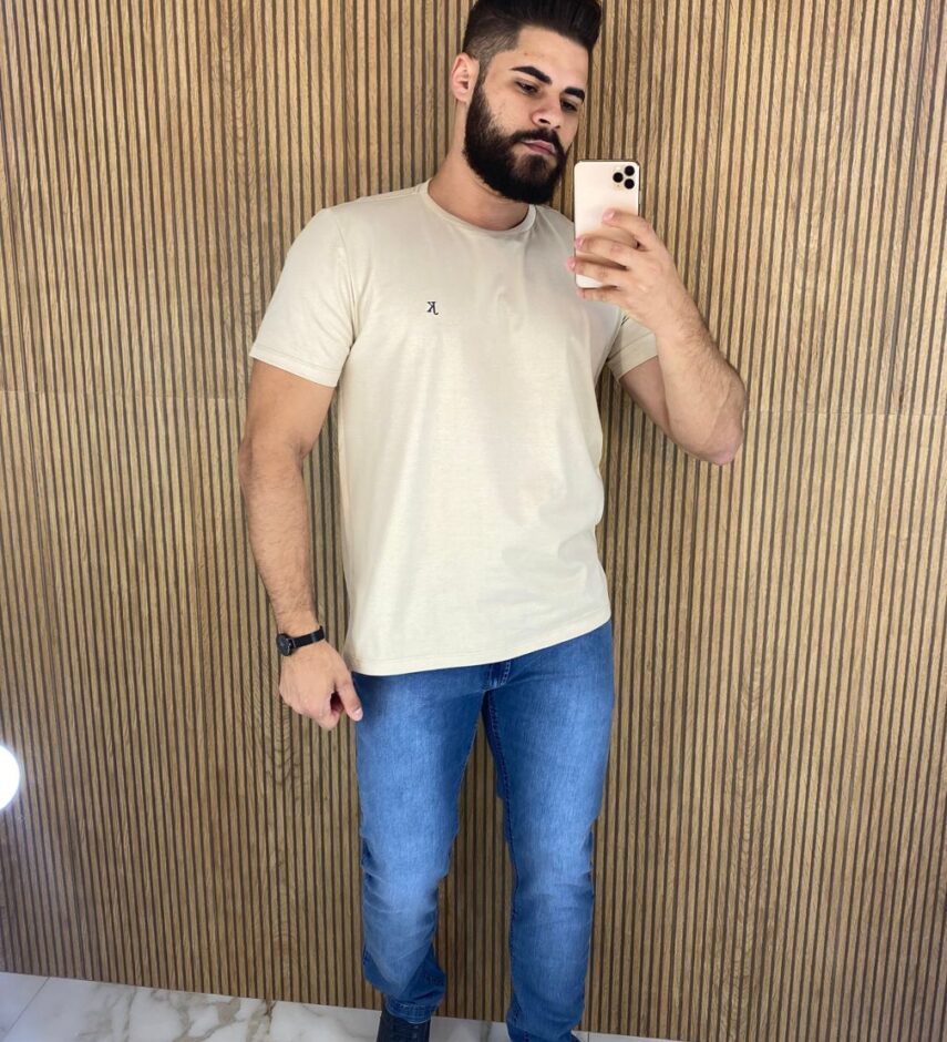 Camiseta Masculina Back To Basics Aveia - Fernanda Ramos Store