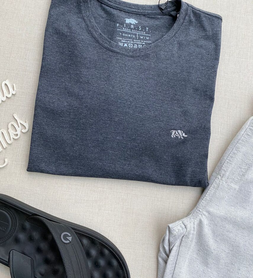 Camiseta Masculina Basic Cinza Escuro - Fernanda Ramos Store