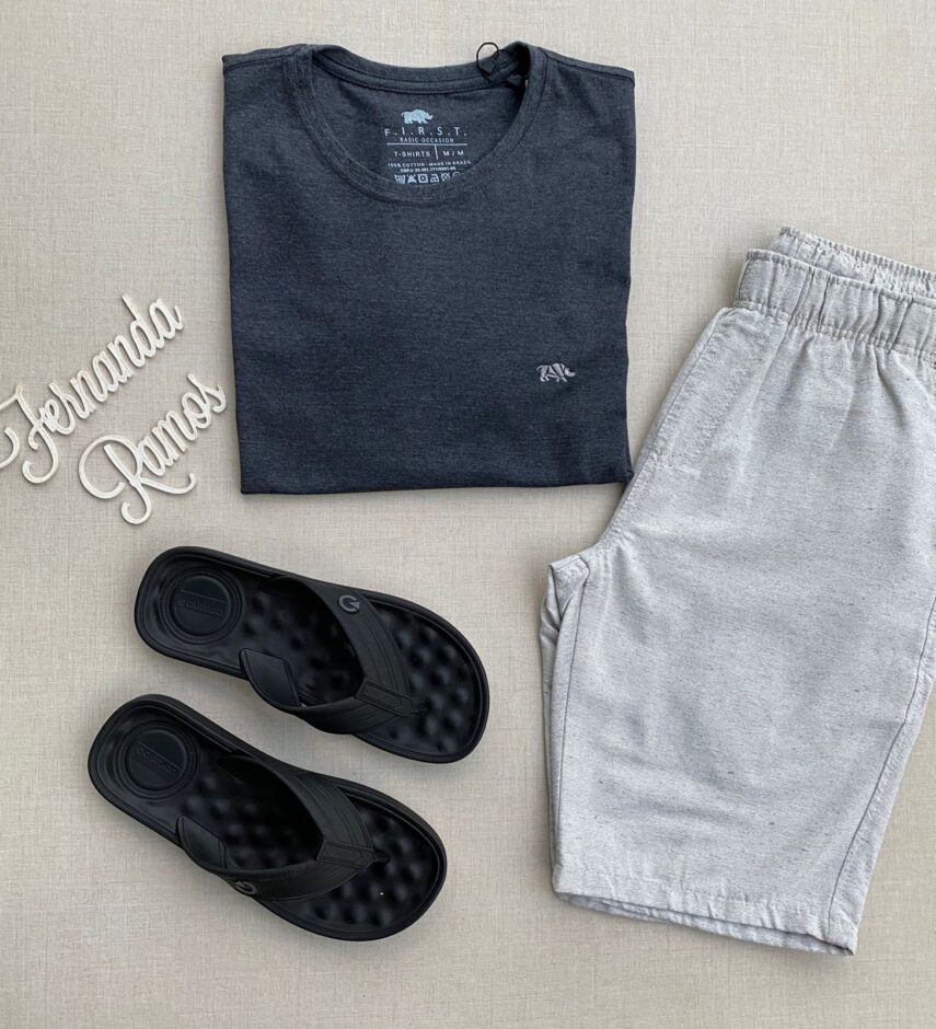 Camiseta Masculina Basic Cinza Escuro - Fernanda Ramos Store