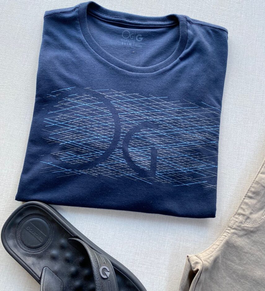 Camiseta Masculina Ogochi Básica Estampada Azul Marinho 0004 - Fernanda Ramos Store