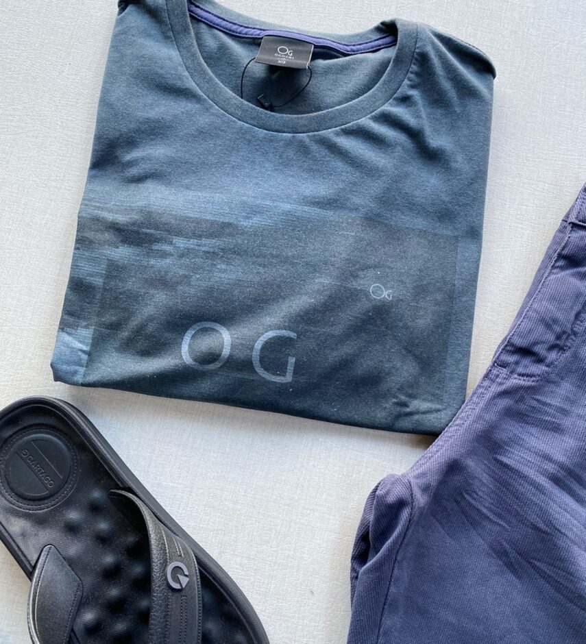 Camiseta Masculina Ogochi Básica Estampada Cinza Escuro 1005 - Fernanda Ramos Store