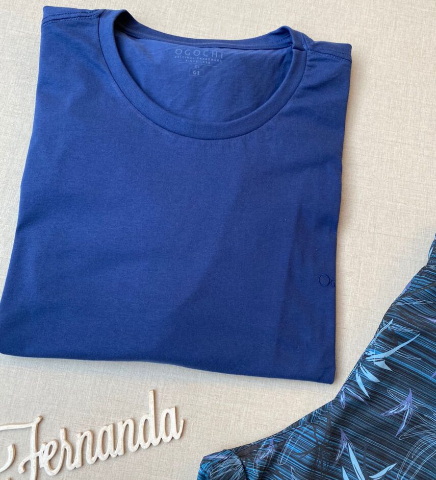 Camiseta Masculina Ogochi Básica Plus Azul 3938 - Fernanda Ramos Store