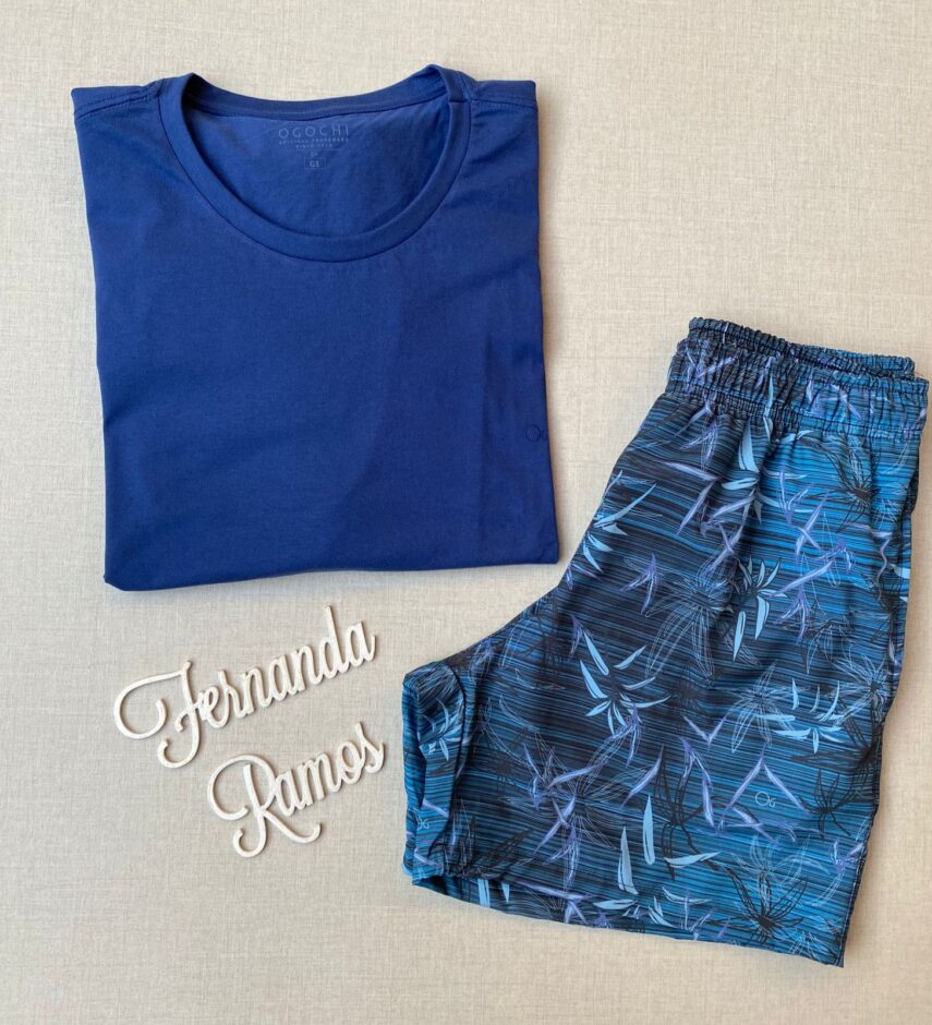 Camiseta Masculina Ogochi Básica Plus Azul 3938 - Fernanda Ramos Store