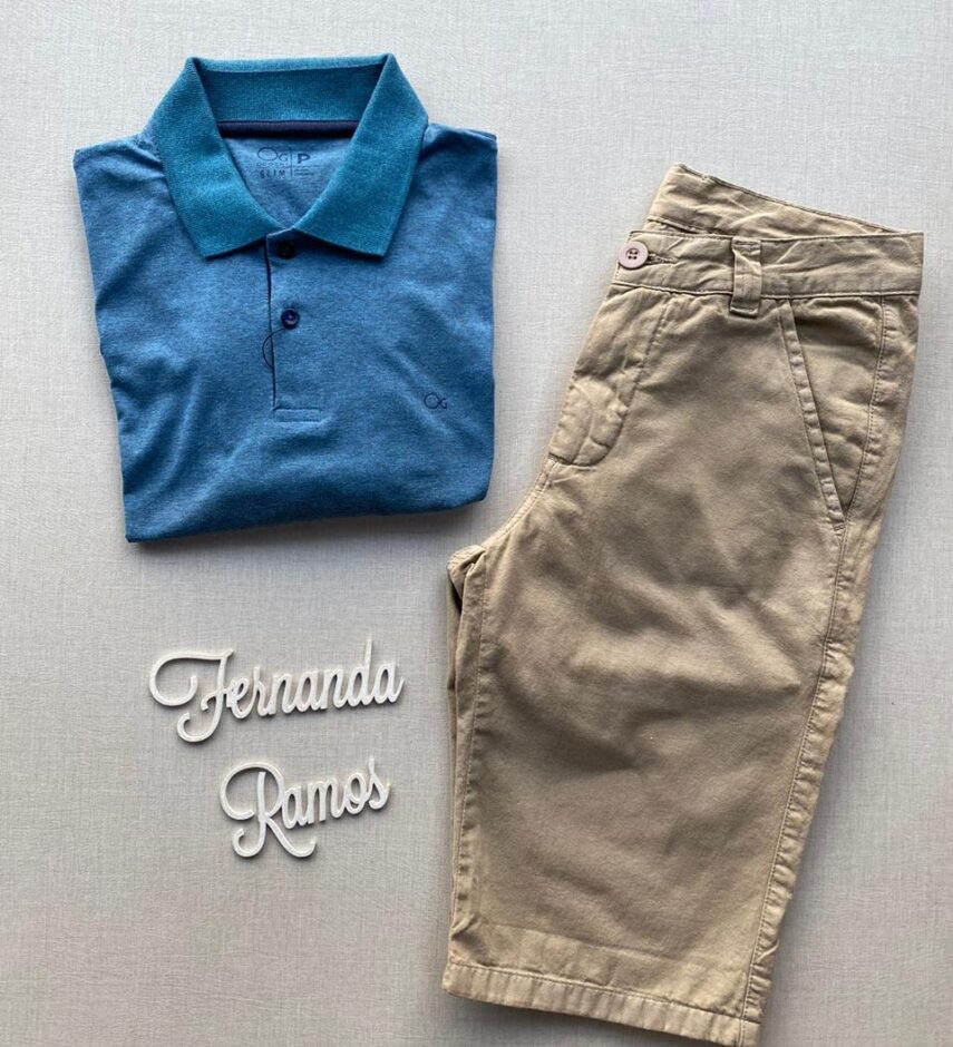 Camiseta Polo Casual Ogochi Azul 0080 - Fernanda Ramos Store