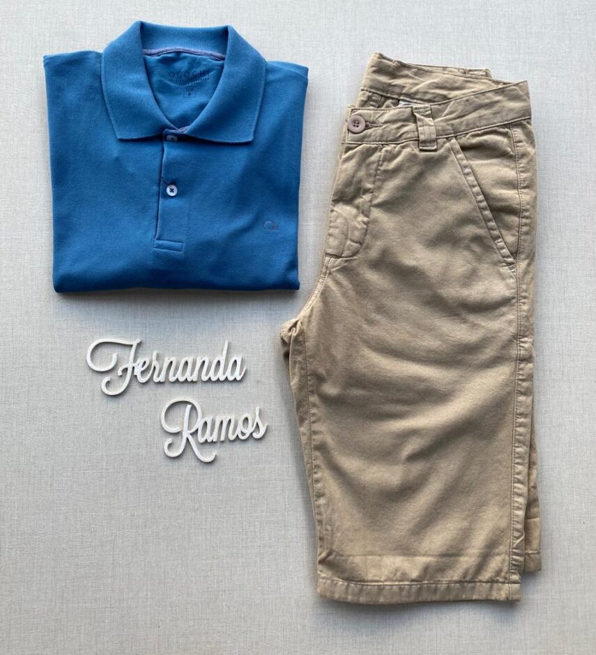 Camiseta Polo Casual Ogochi Azul 4035 - Fernanda Ramos Store