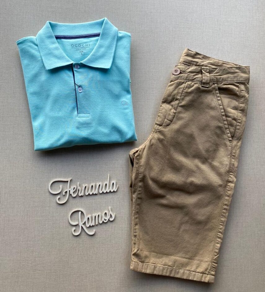 Camiseta Polo Casual Ogochi Azul Bebe 0018 - Fernanda Ramos Store