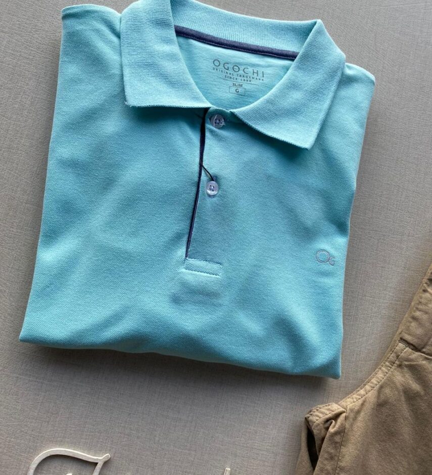 Camiseta Polo Casual Ogochi Azul Bebe 0018 - Fernanda Ramos Store