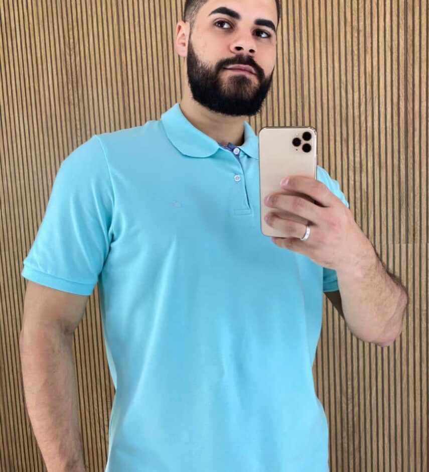 Camiseta Polo Casual Ogochi Azul Bebe 0018 - Fernanda Ramos Store