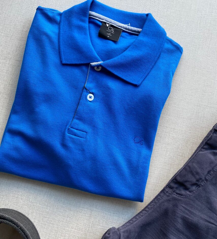 Camiseta Polo Casual Ogochi Azul Bic 8728 - Fernanda Ramos Store