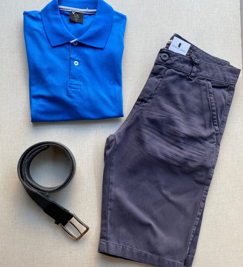 Camiseta Polo Casual Ogochi Azul Bic 8728 - Fernanda Ramos Store