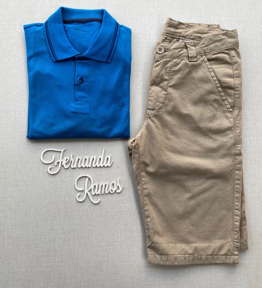 Camiseta Polo Casual Ogochi Azul Bic Gola Detalhe em Azul 0220 - Fernanda Ramos Store