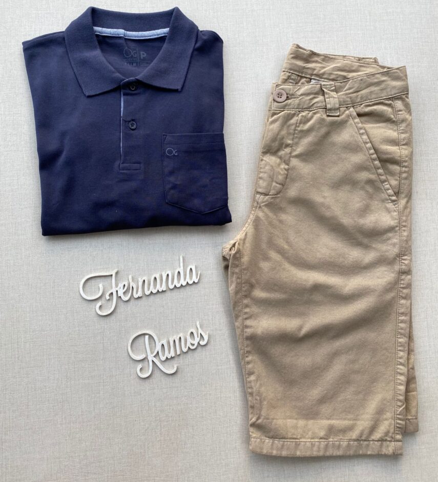 Camiseta Polo Casual Ogochi Azul Marinho com Bolso 0004 - Fernanda Ramos Store