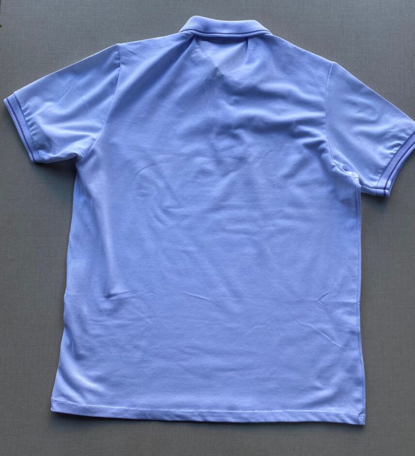 Camiseta Polo Casual Ogochi Branca Gola Detalhe em Azul 0001 - Fernanda Ramos Store