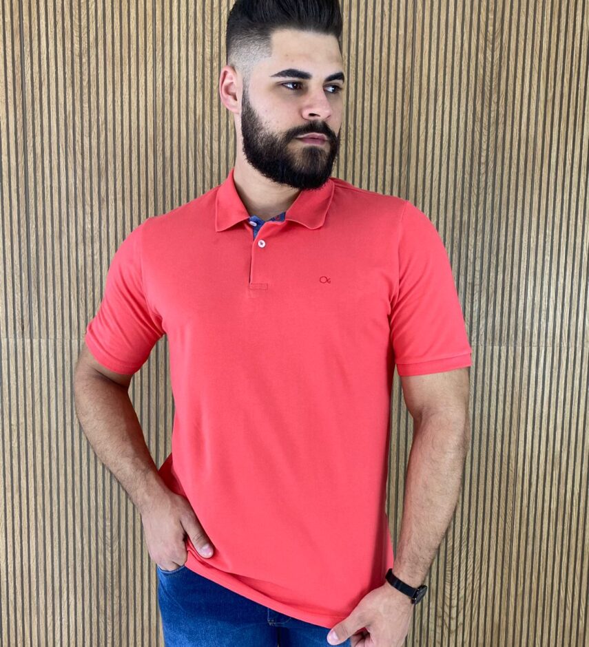 Camiseta Polo Casual Ogochi Coral 1651 - Fernanda Ramos Store