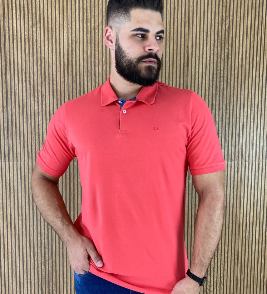 Camiseta Polo Casual Ogochi Coral 1651 - Fernanda Ramos Store