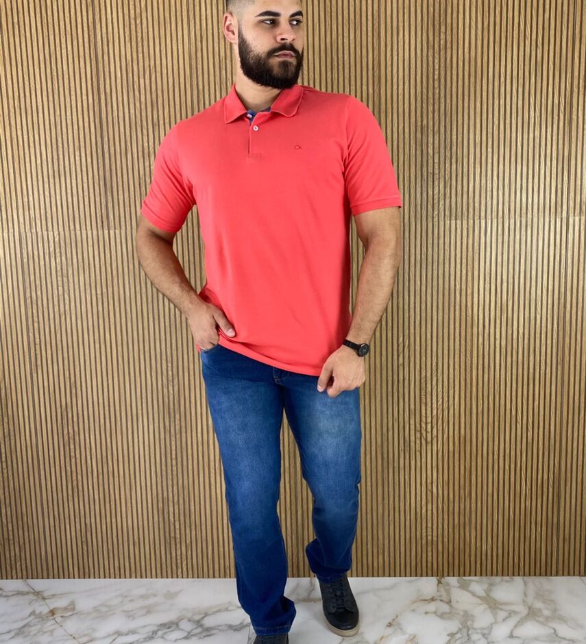 Camiseta Polo Casual Ogochi Coral 1651 - Fernanda Ramos Store