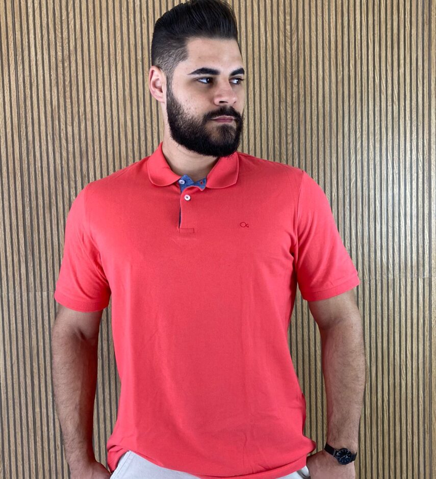 Camiseta Polo Casual Ogochi Coral 1651 - Fernanda Ramos Store