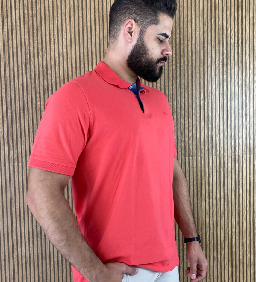 Camiseta Polo Casual Ogochi Coral 1651 - Fernanda Ramos Store