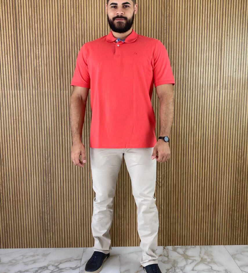 Camiseta Polo Casual Ogochi Coral 1651 - Fernanda Ramos Store