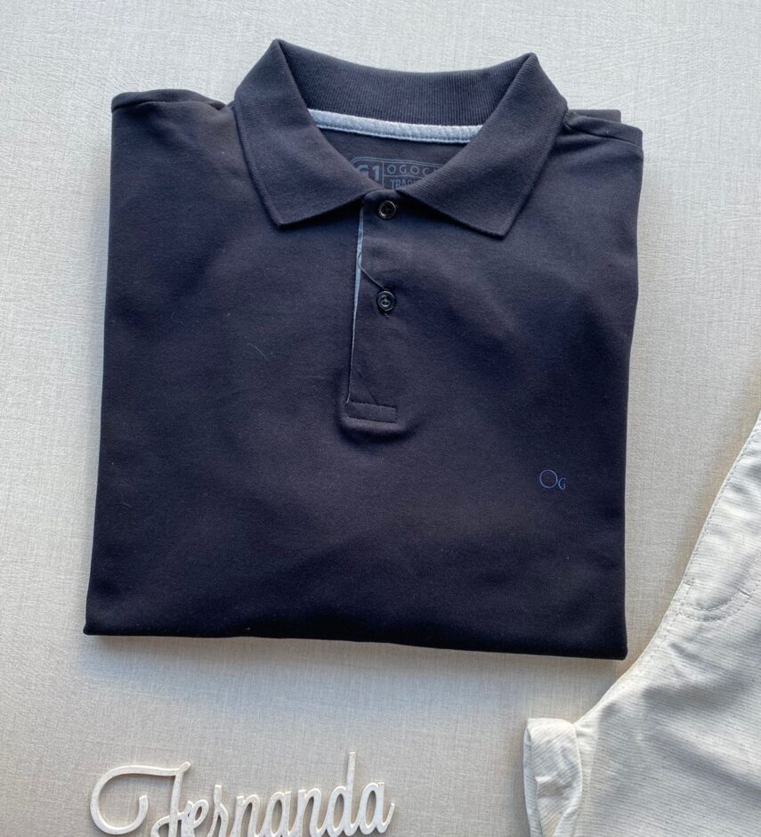 Camiseta Polo Casual Ogochi Plus Preto 0005 - Fernanda Ramos Store