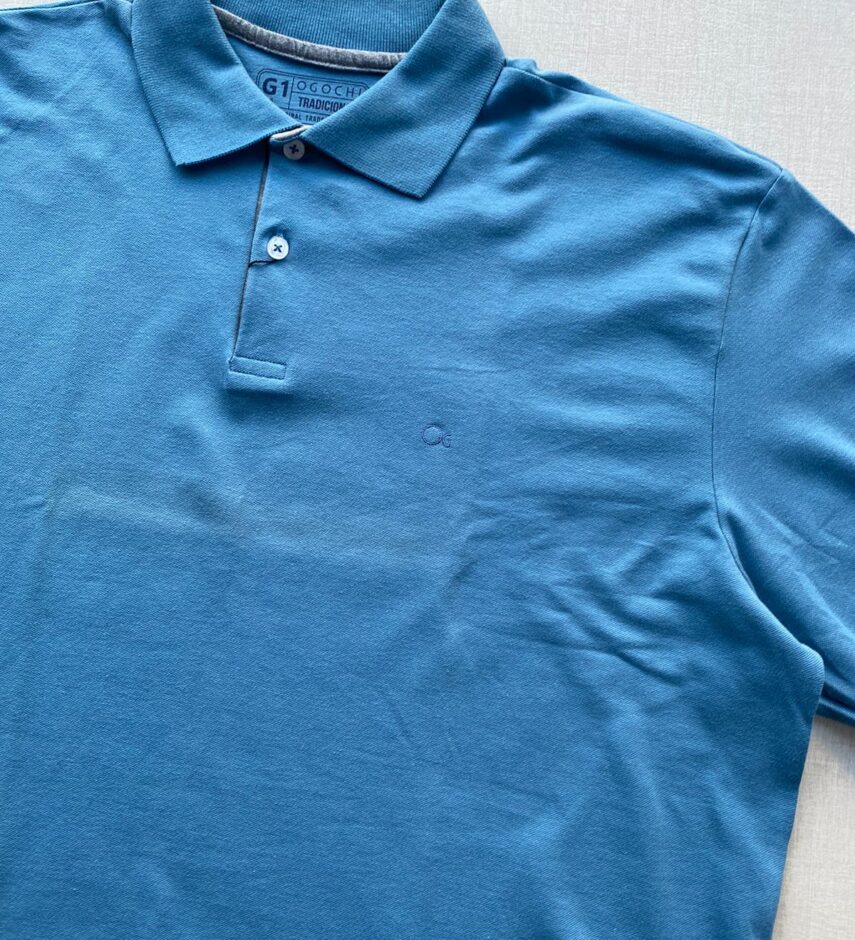 Camiseta Polo Casual Ogochi Plus Azul 0057 - Fernanda Ramos Store