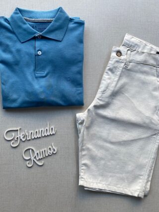 Camiseta Polo Casual Ogochi Plus Azul 0057 - Fernanda Ramos Store