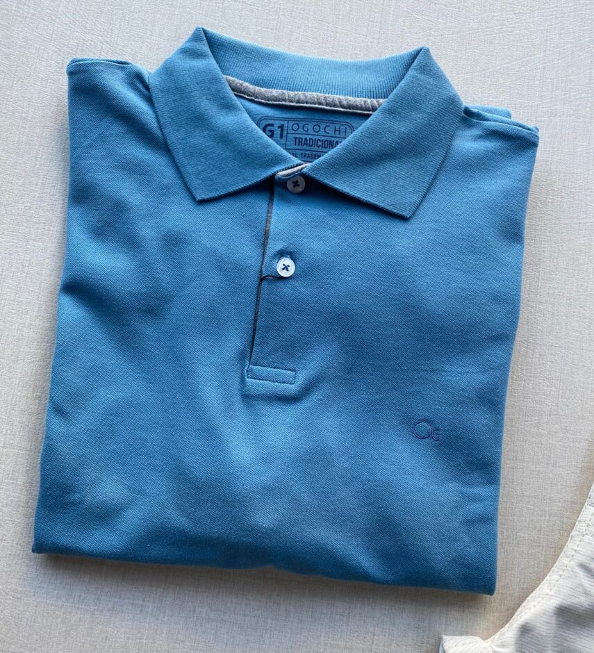 Camiseta Polo Casual Ogochi Plus Azul 0057 - Fernanda Ramos Store