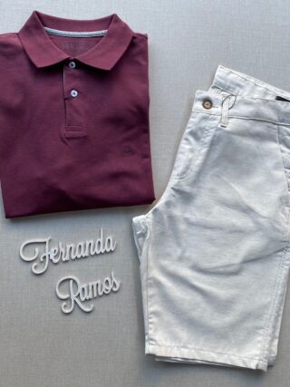 Camiseta Polo Casual Ogochi Plus Marsala 0193 - Fernanda Ramos Store