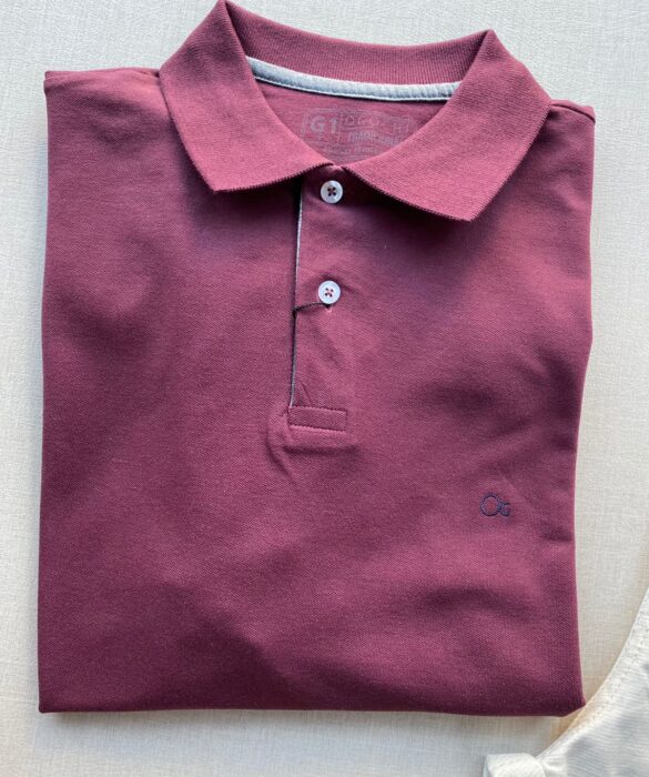 Camiseta Polo Casual Ogochi Plus Marsala 0193 - Fernanda Ramos Store