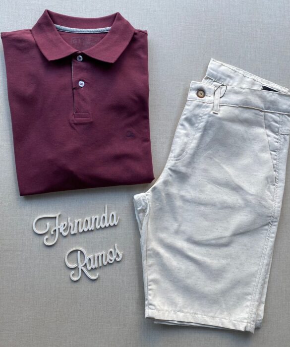 Camiseta Polo Casual Ogochi Plus Marsala 0193 - Fernanda Ramos Store